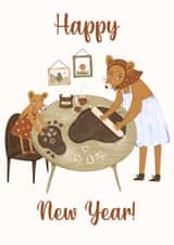 Two mice making New Year cookies  created by mikhaleeevich