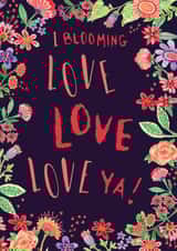 Blooming Love Ya! bright floral Valentine's Day card created by Dawn Quigg Illustration