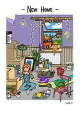 Modern Indie New Home Card - Cat - New Home created by Homebird Art