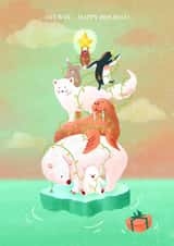 Global warming Christmas with arctic animals created by Phoebe Cho