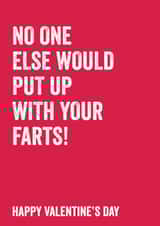 Put Up With Your Farts Valentine's Day Card created by Filthy Sentiments