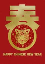 Chinese New Year Tiger Face in the Chinese Character Spring created by Ness Nordberg
