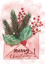 Watercolour Christmas envelope created by Anna Bubnova