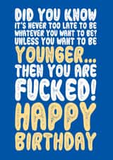 Never Too Late Happy Birthday Card created by On Fire Typography