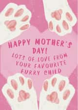 Cute Happy Mother's Day Love From the Cat Fur Child / Fur Baby  Paws Pink Card created by Kattern Design