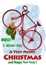 For brother who is bikes fun and lover special Christmas New Year card created by Chepurna