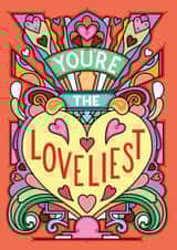 Pretty Anniversary Card / Valentines Day Card / Birthday Card - Hearts - You're The Loveliest created by Rebecca Strickson Ltd