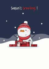 Seasons' Greetings Snowman Card Happy Holidays Card Christmas Card created by CreateDesigns by Shaista Parveen