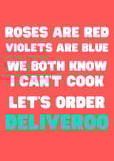 Deliveroo Valentines Card created by Nice Try Cards