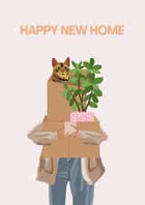 Cute Cat In The Box New Home Card - Happy New Home created by girlinmind