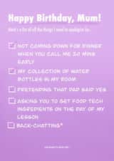 Funny Apologies to Mum Birthday Card created by Emma Cullingford