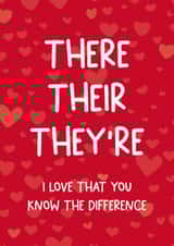There their they're grammar valentines day card created by Chubby Sparrow