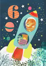 Kids Age 6 Space Lion Card created by Louise Tiler