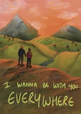 Cute Valentines Day Card / Anniversary Card / Engagement Card - Fleetwood Mac - I Wanna Be With You Everywhere created by Rhianna Louise Studio