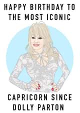 Dolly Parton Capricorn star sign birthday card  created by Ain't It Fun