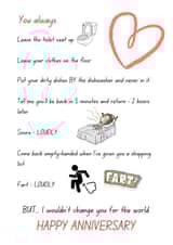 Happy Anniversary - I wouldn't change you for the world! created by Hackney and Jones Publishing