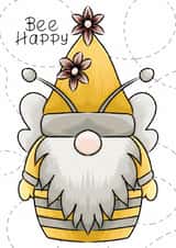 Send a smile with a whimsical hand drawn gnome - Bee Happy - Bumble bee created by Bonny Shatwell