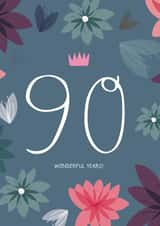 Cute 90th Birthday Card - 90 Wonderful Years - For Her created by Two For Joy Illustration