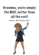 Funny Mothers Day Card - Grandma - Tina Turner - Grandma You're Simply The Best Better Than All The Rest created by Accidental Artist