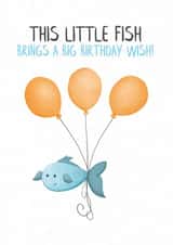 Cute Illustrated Fish Big Wish Birthday Card created by Lanther Black