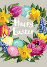 Pretty Floral Happy Easter Wreath created by Sarah Kelleher