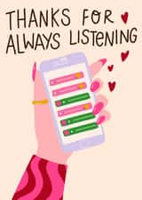Thanks For Always Listening Galentines Card created by Emmy Lupin Studio 