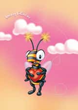 Bee My Valentine Cute Bee Card created by Slinkeee Illustration