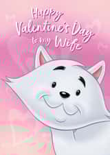 Happy Valentine's Day To My Wife cute kitten card created by Slinkeee Illustration