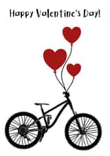 Bike love valentines day card - mountain biking cycling outdoors  created by Rachel Trainor