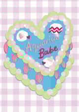 Aquarius Birthday Card for a friend- Vintage Birthday Cake- Aquarius babe created by The Stylist Illustrates