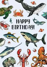Happy Birthday Sealife / under the sea card created by Life's Little Doodles