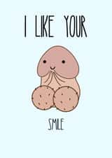 Rude Penis Anniversary Card / Valentines Day Card - I Like Your Smile created by Fern Furness