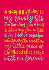 Heartfelt sister birthday card for a lovely Sis created by The Typecast Gallery