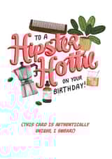Hipster Hottie Birthday card 1001 created by Lucy Duckham Illustration