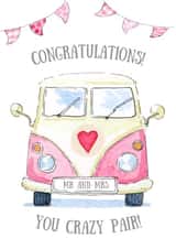 Campervan illustration - wedding card created by Kate Garrett