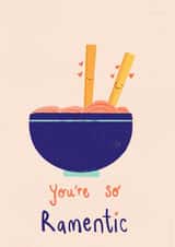 Romantic Ramen pun card created by Studio Sunny Side Up Art