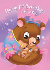 Happy Mother's Day - Mama Bear with Baby Card created by Slinkeee Illustration