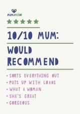 Cute Mothers Day Card - Tripadvisor - Pun - Mumadvisor 101/10 Mum: Would Recommend created by HGH ILLUSTRATIONS