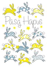 Pasg Hapus Bunnies Welsh Easter card created by Leah Roberts