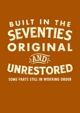 Built In The Seventies - Original and Unrestored  created by Duke & Sons
