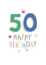 Classic 50th Birthday Card - Stars created by Pablo and Pickle Studio