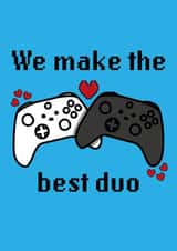 Cute gaming 'We make the best duo' card created by Moonrise Design Co.