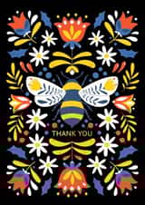 Pretty Thank You Card - Bee - Flowers created by Nastya Rizaeva