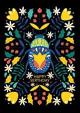 Happy birthday card with flowers and a beetle created by Nastya Rizaeva