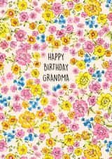 Pretty Birthday Card - For Grandma - Flowers created by Poppy & Mabel 