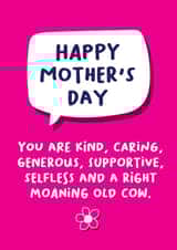 Cheeky Mothers Day Card - Mum - Moaning Old Cow created by Norm & Then