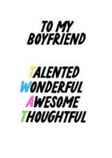 My Boyfriend Card, Funny Rude Anagram Card For Him created by The Marmalade Cat