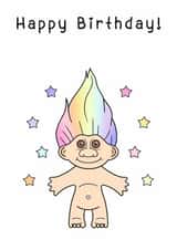 Colourful 90s Troll Birthday Card created by Katy Naughton