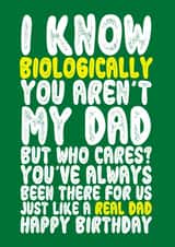 Just Like A Real Dad, Step-Dad Birthday Card created by On Fire Typography