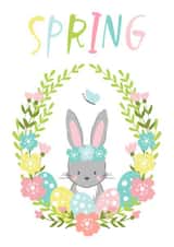 Cute Easter bunny. Easter egg hunt. Spring created by Natalia Blyzen